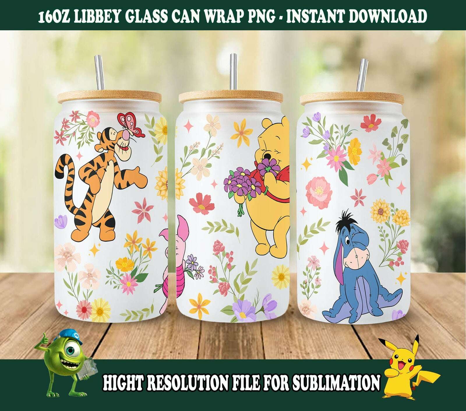 Cartoon Spring Can Glass Wrap, Spring Flowers Libbey Glass Can Wrap PNG