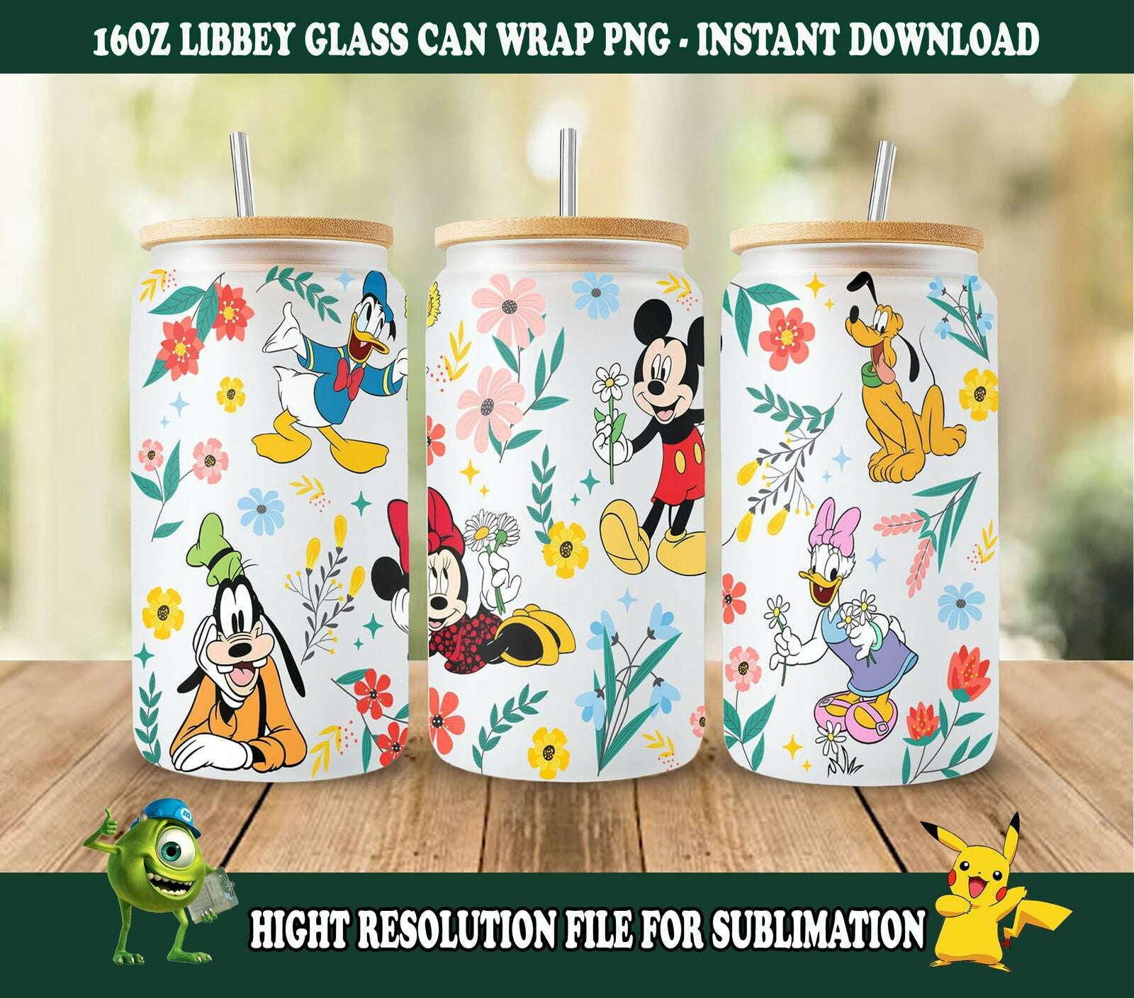 Cartoon Spring Can Glass Wrap Png, Spring Flowers 16oz Can Glass wrap
