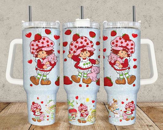 Strawberry Cartoon 40oz Tumbler Wrap 80's