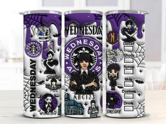 Wednesday Tumbler PNG, 20oz Skinny Tumbler PNG